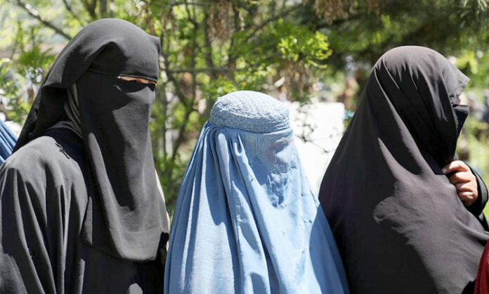 Burqa-clad women protest against gas, electricity loadshedding in Lakki Marwat