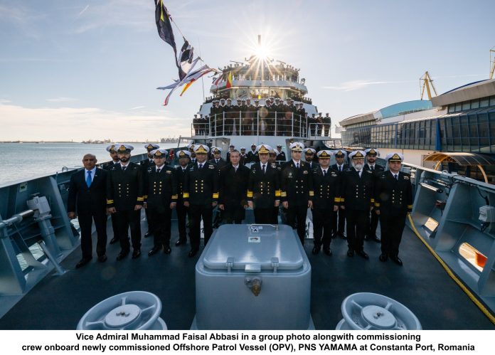 Pakistan Navy commissions offshore patrol vessel PNS Yamama in Romania