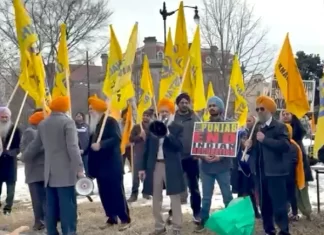 Indian Republic Day; Sikhs protest outside the Indian Embassy in America