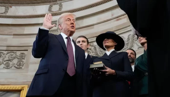 Trump didn't place his hands on Bible while taking oath of office