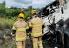 a bus and a truck in Brazil